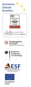 Logosleiste UKB, Bundesagentur für Arbeit, Bundesamt für Migration und Flüchtlinge, ESF, Europäische Union