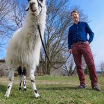 Dr. Florian Schmidt vom Institut für Angeborene Immunität der Universität Bonn mit einem Lama