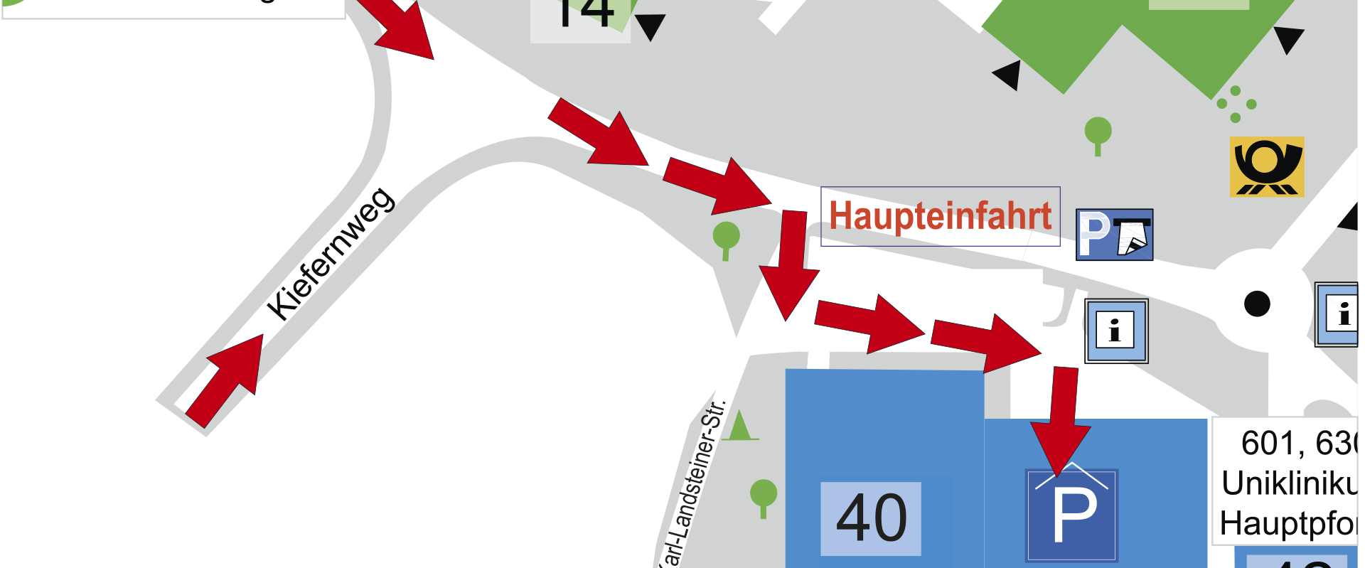 Karte Anfahrt Parkhaus Mitte am Universitätsklnikum Bonn