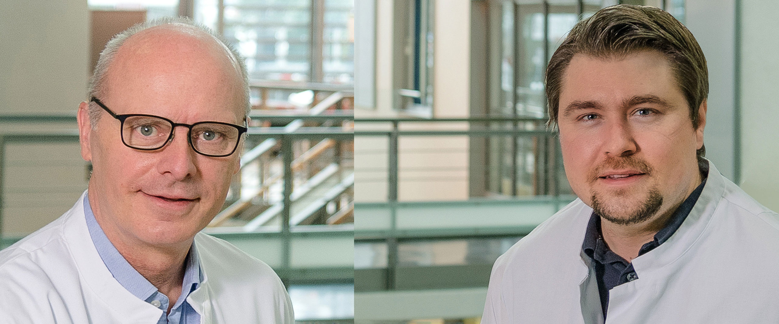 Prof. Dr. Markus M. Nöthen (links) und Jun.-Prof. Dr. Andreas Forstner (rechts) vom Institut für Humangenetik des Universitätsklinikums Bonn.