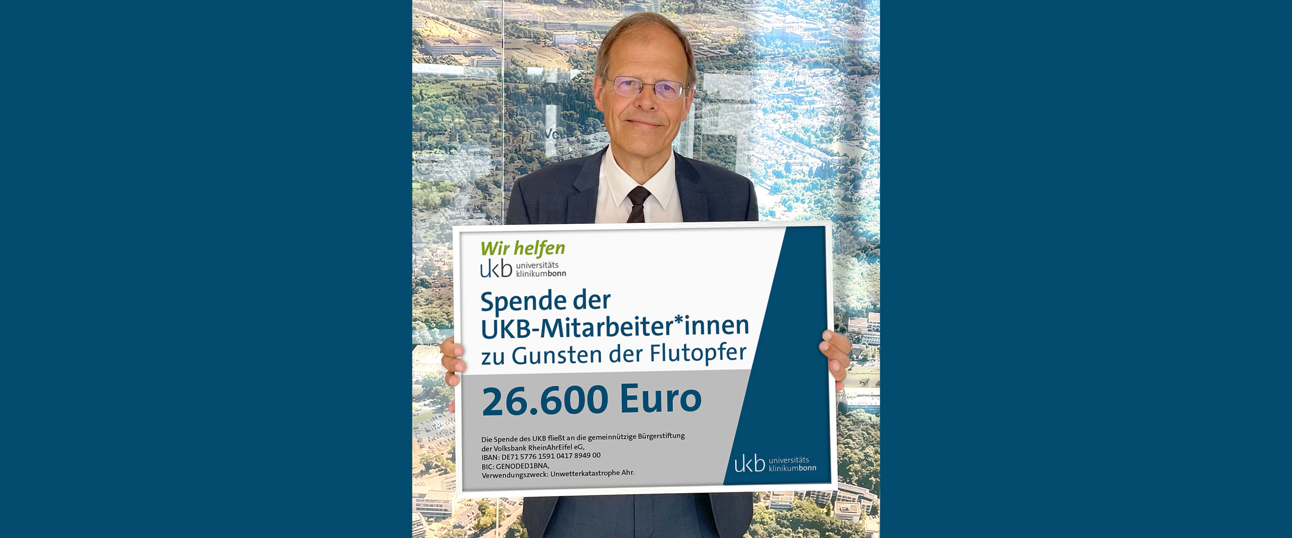 Universitätsklinikum Bonn (UKB) spendet 26.600 Euro für die Opfer der Hochwasserkatastrophe