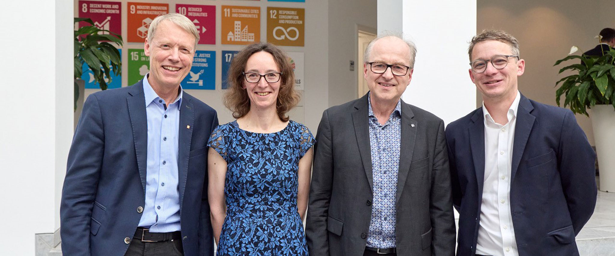Die Sprecher von ImmunoSensation: (v. li.) Prof. Gunther Hartmann, Prof. Anja Schneider, Prof. Waldemar Kolanus (aktueller Sprecher, ImmunoSensation2) und Prof. Andreas Schlitzer (künftiger Sprecher ImmunoSensation3).